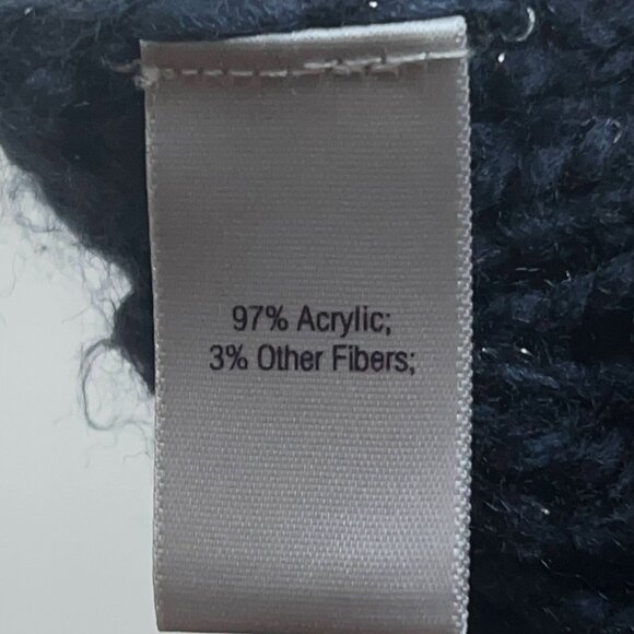 Jennifer Lopez Sweater Navy Cabin Core Cable Knit Cowl Neck Oversized Cozy Warm - Picture 8 of 9